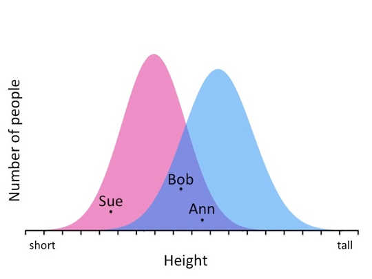 Sexskillnad i mänsklig höjd. Data från Sperrin et al., 2015. Donna Maney, CC BY-ND