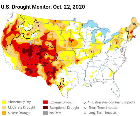 Den amerikanske tørkeovervågning produceres i fællesskab af National Drought Mitigation Center ved University of Nebraska-Lincoln, USA's Department of Agriculture og National Oceanic and Atmospheric Administration.