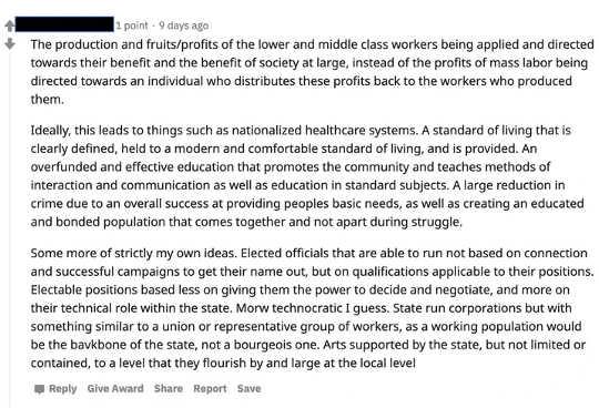 Этот пост на Reddit исследует преимущества изменений, которые некоторые могут назвать социалистическими. (социализм - это пусковое слово в социальных сетях, но настоящая дискуссия идет на фоне криков)