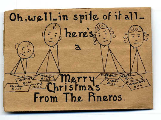 대공황 기간 동안 가족이 보낸 1933 년 크리스마스 카드.