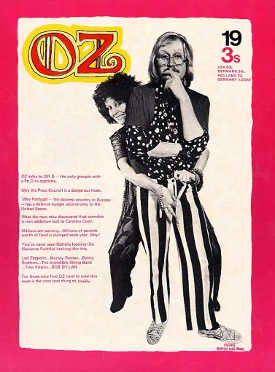 Terbitan 19 majalah OZ di Inggris, awal 1969, menampilkan Germaine Greer dan Vivian Stanshall dari Bonzo Dog Doo-Dah Band.