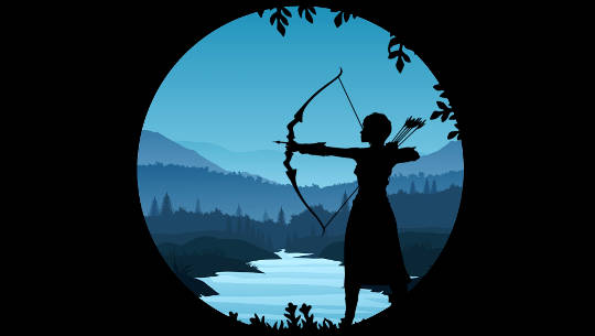 A woman with a bow and arrow