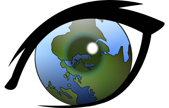el contorno de un ojo con el planeta como iris
