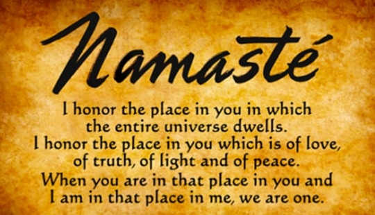 plakat av Namasté og tolkning