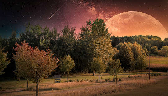ful moon over the landscape