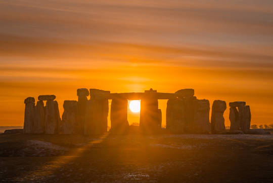 Zonsondergang bij Stonehenge