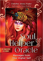 okładka Soul Helper Oracle: Messages from Your Higher Self autorstwa Christine Arana Fader (autorka), Elena Dudina (ilustrator)