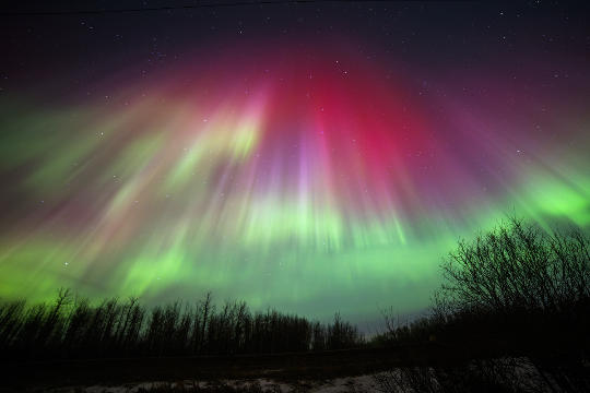aurora boreale su Edmonton, Alberta (Canada)