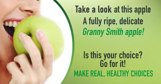 anuncio de comer manzana saludable