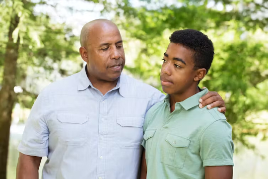 father and son in difficult conversation