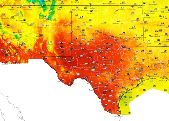 domo de calor sobre texas 6 27