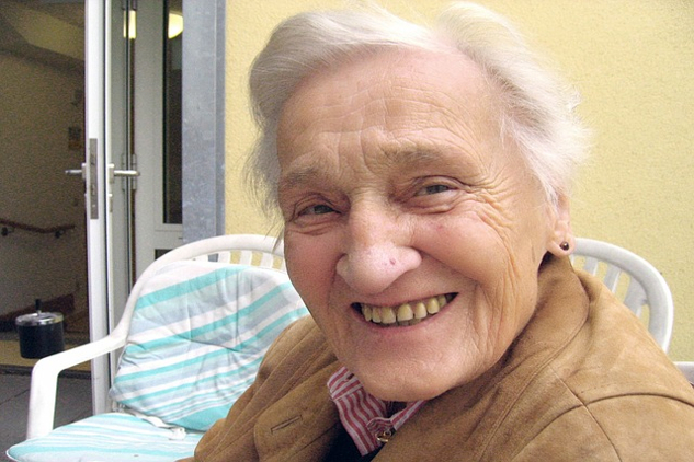 an old woman smiling