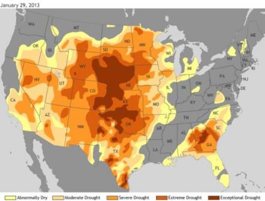خريطة الجفاف من الولايات المتحدة