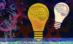 طرح کلی یک مغز محصور شده در یک لامپ زرد روشن