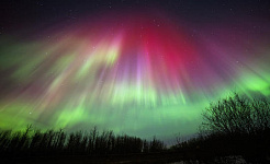 aurora borealis juu ya Edmonton, Alberta (Kanada)