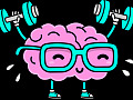  A line frawing of a brain wearing glasses and lifting weights. Image by Riad Tchakou from Pixabay. 