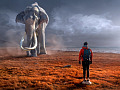 A man standing in front of a huge elephant. Image by Stefan Keller from Pixabay. 