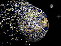 bola dunia Planet Bumi yang terdiri dari triliunan hati