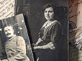 gamle billeder af en militærmand og hans kone
