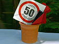 A sign in a garbage can that says Happy 50 Birthday. Image by Anemone123 from Pixabay. 