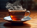 filiżankę parującej gorącej herbaty