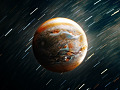 Planeta Júpiter y asteroides.