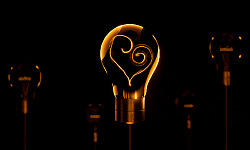 ampoule avec les filaments à l'intérieur en forme de coeur