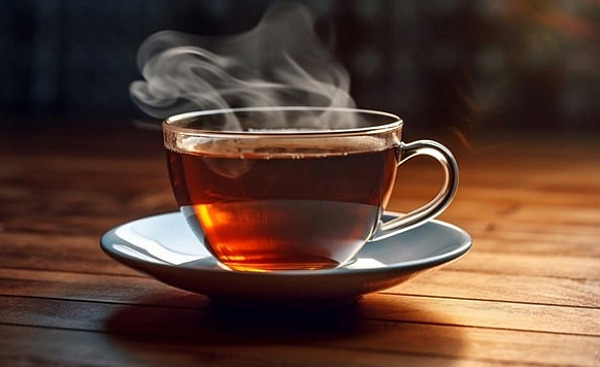 une tasse de thé chaud et fumant