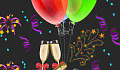 dua gelas sampanye dan balon ... sebuah perayaan