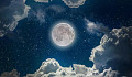 Clear and vibrant full moon surrounded by clouds. Image by Nick Ritz from Pixabay. 