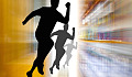 silhouette of men running