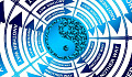 סמל יין-יאנג באמצע עיגול מלא בחצים מעגליים עם המילים "דרך אחרת" בכל חץ