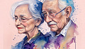 desen al unui cuplu mai în vârstă cu fețele încrețite