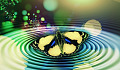 tres mariposas en círculo creando ondas salientes