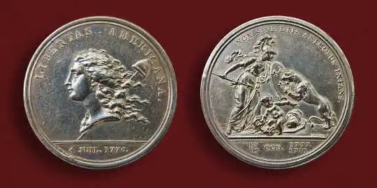 Medal Libertas Americana z 1783 r., zaprojektowany przez Benjamina Franklina.