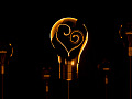 bola lampu dengan filamen di dalamnya berbentuk hati