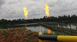 Đồng bằng Nigeria của Nigeria đã bị thiệt hại nghiêm trọng từ khí đốt và sự cố tràn dầu. Hình ảnh: Ch Quashev 1983 qua Wikimedia Commons