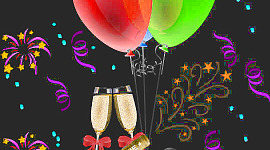 dos copas de champagne y globos ... una celebración