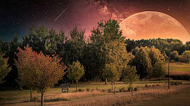 bulan purnama di atas landskap