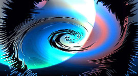 kleurrijke tekening van een orkaan en zijn "oog"