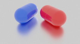 Die rote Pille blaue Pille aus dem Film The Matrix.