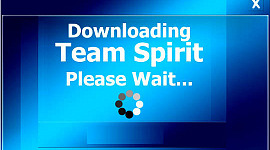 datorskärm med orden: Laddar ner Team Spirit, vänligen vänta...