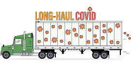 duża ciężarówka z napisem „Long-Haul Covid”
