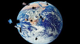 planet earth with puzzle pieces missing
