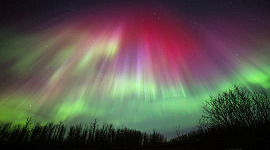 Edmonton, Alberta (Kanada) üzerinde aurora borealis